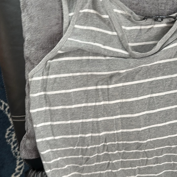 Gray and White Striped Sleeveless Dress lulus xl - Picture 5 of 11